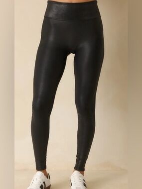 SPANX Black Faux-Leather High-Waist Leggings